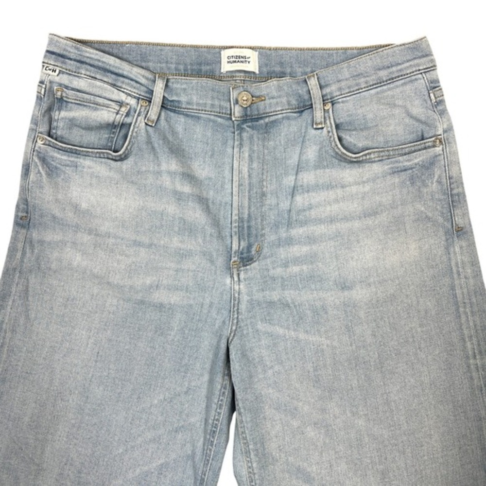 Citizens of Humanity Lyra Wide Leg Crop Jeans 32" Marquee Light Wash Raw Hem - Picture 6 of 14